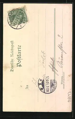 Lithographie Kickelhahn, Thurm, Gabelbach Restauration