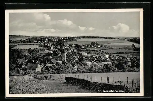AK Ennepetal Voerde, Panoramaansicht der Stadt mit der Kirche