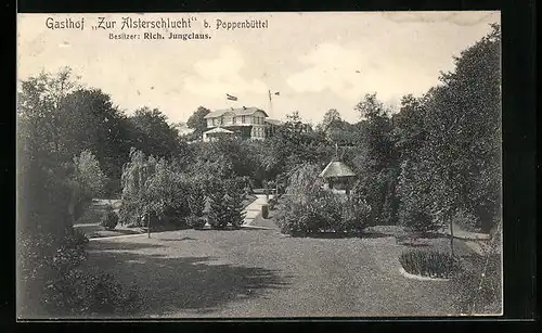 AK Hamburg-Poppenbüttel, Parkanlagen ajm Gasthof Zur Alsterschlucht