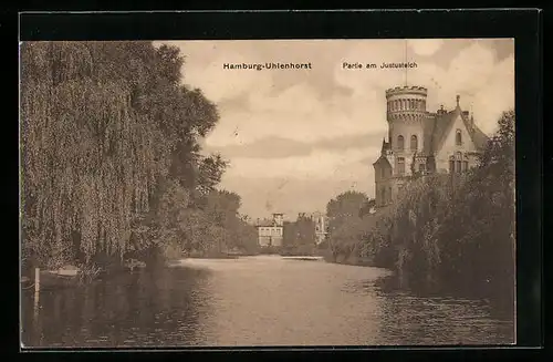 AK Hamburg-Uhlenhorst, Partie am Justusteich