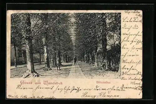 AK Hamburg-Wandsbek, Passanten in der Bärenallee