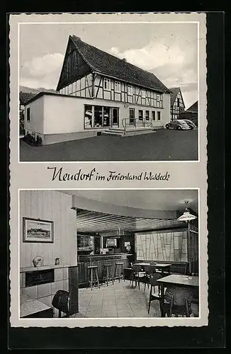 AK Neudorf im Ferienland Waldeck, Dorfschänke und Pension, in der Gaststube
