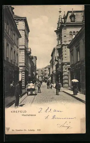 AK Krefeld, Passanten in der Hochstrasse