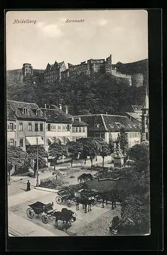 AK Heidelberg, Denkmal auf dem Kornmarkt