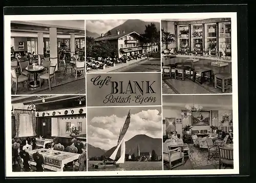 AK Rottach-Egern, Cafe und Gästehaus Blank, in den Gasträumen, an der Bar, Segelschiff