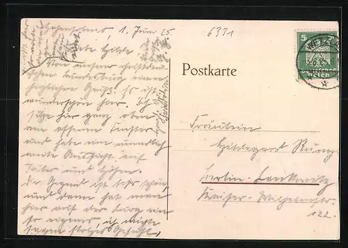 Künstler-AK Hohensolms, Blick hinauf zum Schloss