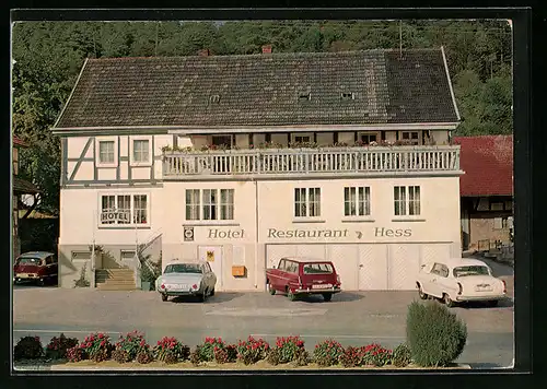 AK Aua bei Bad Hersfeld, vor dem Hotel Restaurant Hess