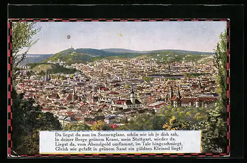 Künstler-AK Hans Boettcher: Stuttgart, Generalansicht der Stadt