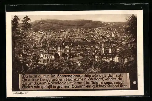 Künstler-AK Hans Boettcher: Stuttgart, Blick über die gesamte Stadt