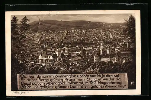 Künstler-AK Hans Boettcher: Stuttgart, Generalansicht der Stadt