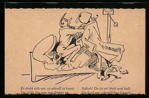 Künstler-AK Wilhelm Busch: Mann auf der Couch, Ein Kerl von scheusslicher Gestalt