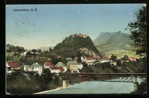 AK Losenstein, Ortsansicht mit der Brücke im Vordergrund