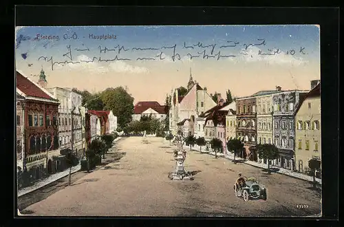 AK Eferding, am Denkmal auf dem Hauptplatz