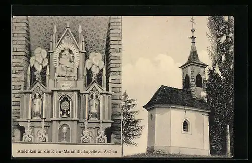 AK Aschau, an der Klein-Mariahilferkapelle, das Altarbild