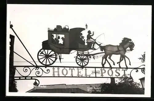 AK Weyer Markt, das Schild des Hotel zur Post