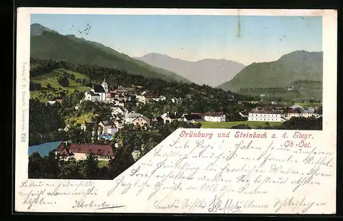 AK Grünburg und Steinbach a. d. Steyr, Generalansicht