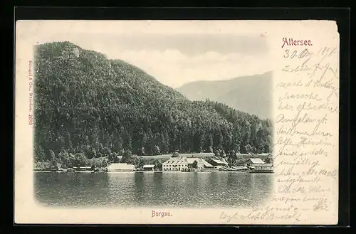 AK Attersee, Blick auf Burgau