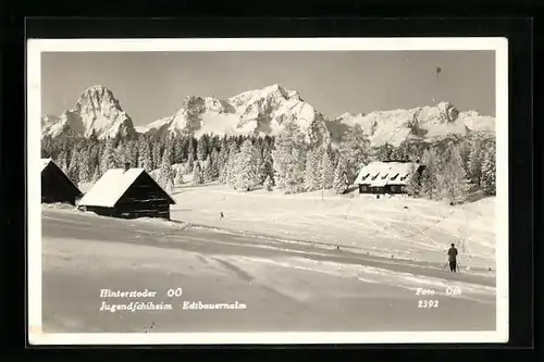 AK Hinterstoder, das Jugendschiheim auf der Adtbauernalm im Schnee