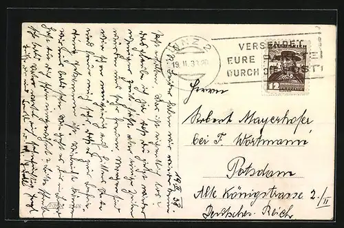 AK Linz a. D., Passanten in der Landstrasse