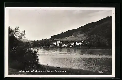 AK Niederana a. d. Donau, Blick vom Donauufer auf das Schloss Rannariedl