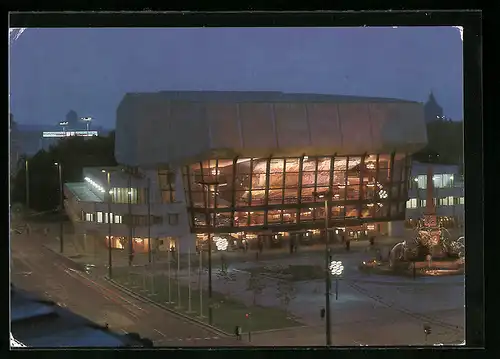 AK Leipzig, Neues Gewandhaus mit Beleuchtung