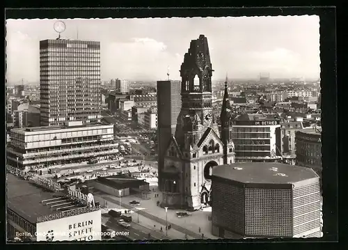 AK Berlin, Gedächtniskirche mit Europa-Center aus der Vogelschau