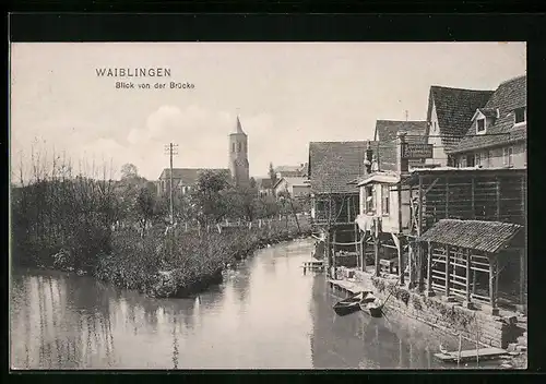 AK Waiblingen, Blick von der Brücke