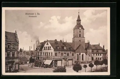 AK Meerane i. Sa., Neumarkt mit Kirche