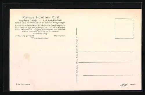AK Bayrisch Gmain /Bad Reichenhall, Kurhaus Hotel am Forst