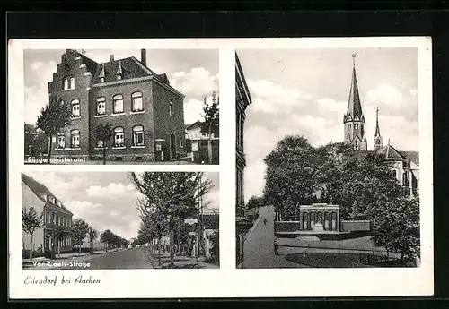 AK Eilendorf bei Aachen, Von-Coels-Strasse, Bürgermeisteramt, Kirche