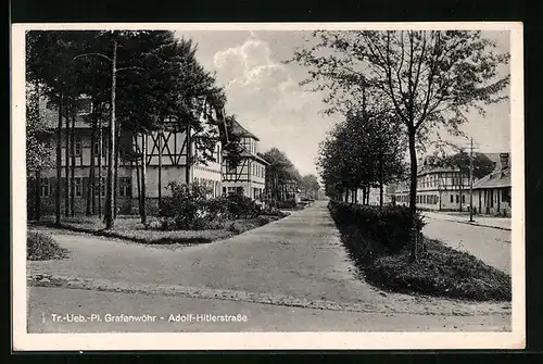 AK Grafenwöhr, strasse auf dem Truppenübungsplatz