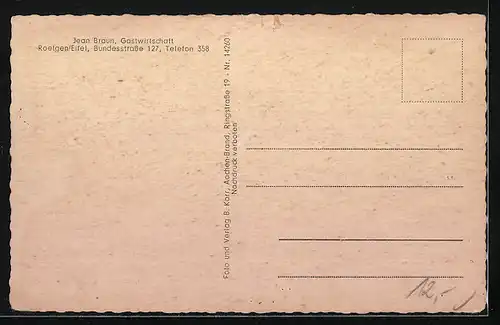 AK Roetgen /Eifel, Gastwirtschaft Jean Braun, Talsperre Filterhaus mit Ortspartie