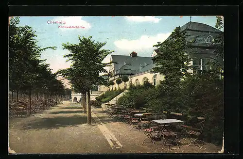 Foto-AK Chemnitz, Gasthaus Küchwaldschänke, Gartenansicht