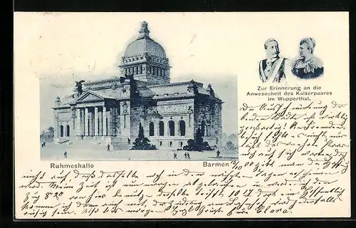 AK Barmen, Die Ruhmeshalle, Kaiserpaar