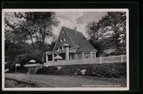 AK Wiehl, Waldgasthof Tropfsteinhöhle mit Strasse