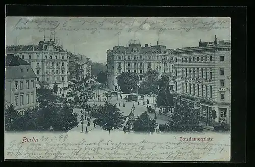 Mondschein-AK Berlin-Tiergarten, Potsdamerplatz aus der Vogelschau, mit Fürstenhof-Hotel