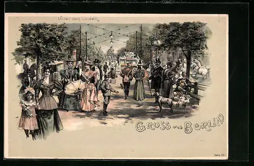 Künstler-AK Berlin, Unter den Linden