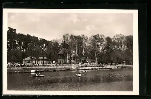 AK Berlin-Wannsee, Gaststätte Kohlhasenbrück vom Wasser gesehen