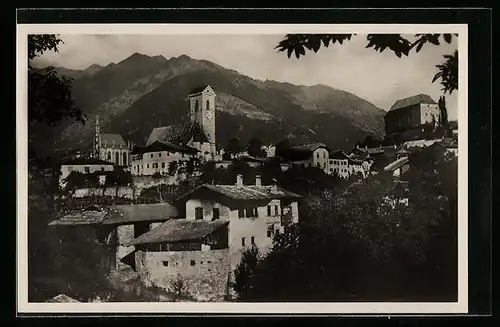 AK Scenna presso Merano, Ortspartie mit Bergen