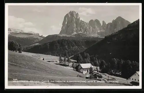 AK Ortisei /Val Gardena, Caffè Ristorante S. Giacomo verso il Sasso