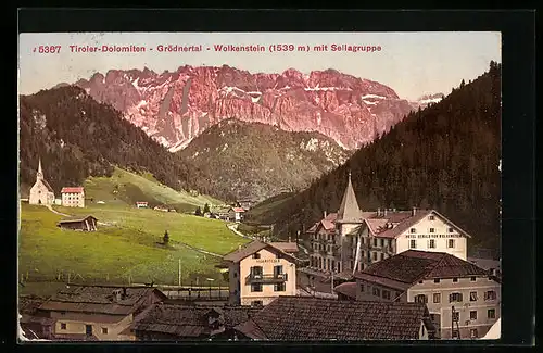 AK Wolkenstein /Grödnertal, Hotel Oswald von Wolkenstein mit Sellagruppe