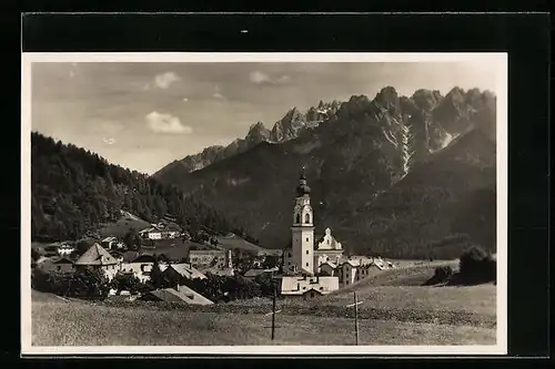 AK Dorbbiaco /Pusteria, Ortspartie mit Kirche, Dolomiten