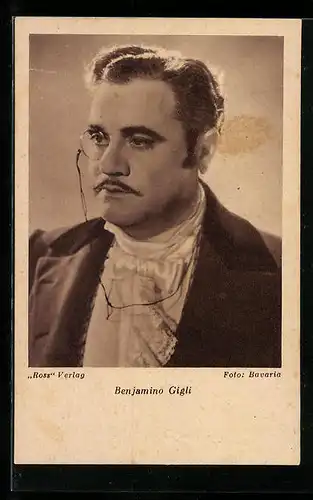 AK Opernsänger Benjamino Gigli mit Monokel