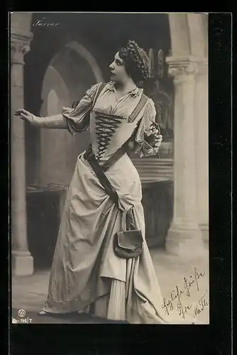 AK Opernsängerin Farrar im Bühnenkleid