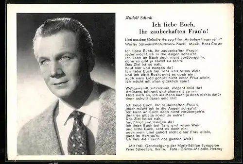AK Opernsänger Rudolf Schock mit zurückgekämmtem Haar