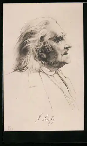 AK Komponist Franz Liszt als Bleistiftzeichnung