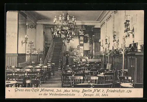 AK Berlin, Cafe Minerva, Friedrichstr. 134 an der Weidendammbrücke