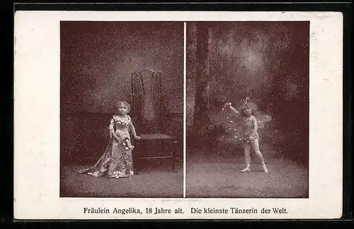 AK Fräulein Angelika, 18 Jahre alt, Die kleinste Tänzerin der Welt, Liliputanerin