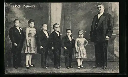 AK Edlings Liliputaner in eleganter Kleidung