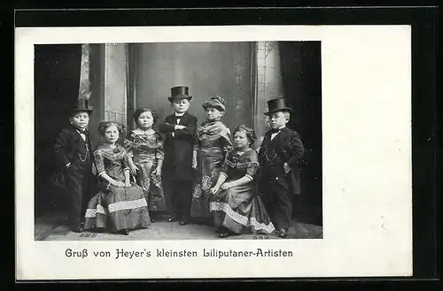 AK Gruss von Heyer`s kleinsten Liliputaner-Artisten